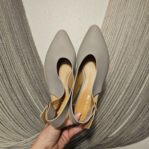 All Black Gray Pointed Sling Back Loafers Sz 37.5 (US 7) - Picture 7 of 8